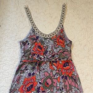 Vintage Free People Women’s Boho Empire Waist Purple Floral Dress Size XS